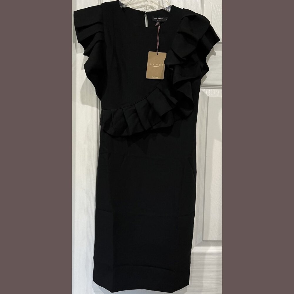 $275 NWT TED BAKER LONDON NAMA0 SLEEVELESS AND BODY FRILL DETAIL DRESS
